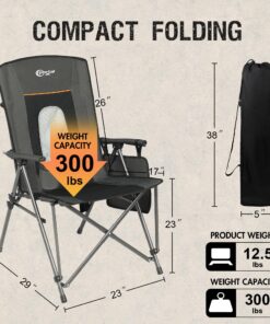PORTAL Oversized Folding High Back Lawn Chairs Portable for Adults Outside Hard Armrest Cup Holder Carrying Strap for Camp Soccer Sports, Supports 300LBS, Black Mesh back 12 91OVboKlBmL