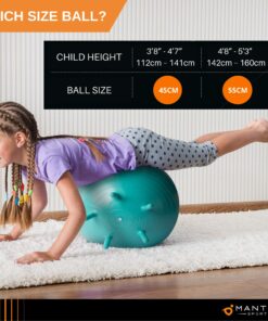 Flexible Seating for Classroom Elementary & Middle School, Kids Yoga Ball Chair Wobble Seat for Sensory Kids - Improve Focus & Balance with Alternative Seating Desk Ball Chairs for Students Sitting 55cm (Kids Height = 56" - 63") Turquoise 19 91OaxRaGcmL