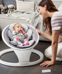 Munchkin® Bluetooth Enabled Lightweight Baby Swing with Natural Sway in 5 Ranges of Motion, Includes Remote Control, White Swing, Grey 18 91OdcSGzB0L