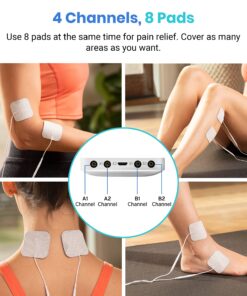 Etekcity TENS Unit Muscle Stimulator Machine with Replacement Pads for Pain Relief Multi-Modes, FSA HSA Approved Products, FDA Cleared 4 Channels Rechargeable Electric Pulse Massager 19 91Olj7mMPzL