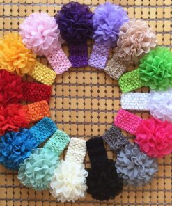 Alternative view of QandSweet Baby Girl's Headbands with Chiffon Lotus Flower Soft Nylon Headwraps for Take Pictures (Camellia Flower 15Pcs) Camellia Flower 15pcs