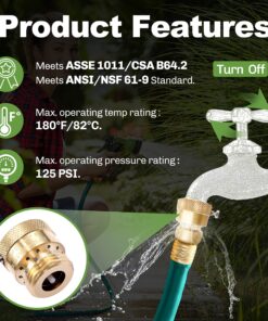 Litorange 2 Pack Brass 3/4" Inch GHT Hose Bibb Connector Backflow Preventer Vacuum Breaker 2 Pack Vacuum Breaker 14 91OtnUX v3L