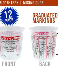 Custom Shop - Pack of 12 Each - 16 Ounce Paint Mixing Cups - 1 Pint - Cups Have calibrated Mixing ratios on Side of Cup Cups - Pack of 12 10 91OuuEJc mL