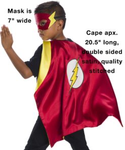 Rubie's Super Hero Cape Set Officially licensed DC Comics Assortment 4 Capes, 3 Masks, and 1 Chest Piece, Black, Yellow and Red,One Size (Amazon Exclusive) Boys 16 91P GMkixOL