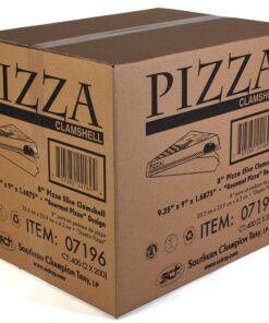 Southern Champion Tray 07196 Paperboard White Pizza Slice Clamshell Food Container with "Gourmet Pizza" Print, 9-1/4" Length x 9" Width x 1-11/16" Height (Case of 400) Gourmet Pizza Print 6 91P32YGuHKL
