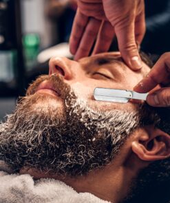 Utopia Care Professional Barber Straight Edge Razor Safety with 100-Pack Derby Blades - 100 Percent Stainless Steel (Silver) Silver 32 91P6oKdSiLL