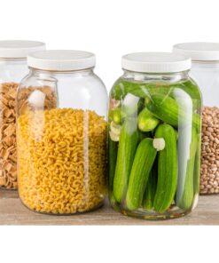 Pakkon Wide Mouth Glass Mason Jar with PlasticLid/Ferment & Store Kombucha Tea or Kefir/Use for Canning, Storing, Pickling & Preserving Dishwasher Safe, Airtight Liner Seal, 1 gallon (4 Pack) 6 91P9tryVmEL