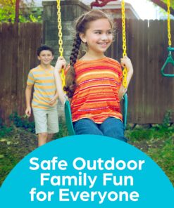 Jungle Gym Kingdom Swing for Outdoor Swing Set - Pack of 1 Swing Seat Replacement Kit with Heavy Duty Chains - Backyard Swingset Playground Accessories for Kids (Green) Green, 1 Pack Standard 25 91PDuFSZXL