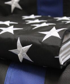 Thin Blue Line Flag - 3X5 Foot with Embroidered Stars and Sewn Stripes - Black White and Blue American Police Flag Honoring Law Enforcement Officers - 3x5 Inch Waterproof Decal Included Blue,White 23 91PJJEH1LHL