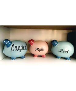 Personalized Ceramic Kids Piggy Bank by Miles Kimball - Blue 21 91PUkm554cL