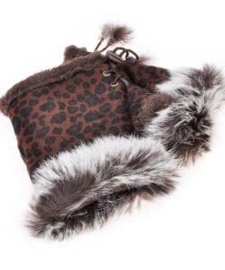 ZLYC Women Teen Classic Winter Warm Rabbit Fur Hands Wrist Fingerless Gloves Mittens (Leopard) Brown 12 91PVdEAMz0L