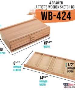 Alternative view of U.S. Art Supply 4 Drawer Wood Artist Supply Storage Box - Pastels, Pencils, Pens, Markers, Brushes