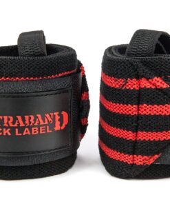 Contraband Black Label 1001 Weight Lifting Wrist Wraps w/Thumb Loops (PAIR) - Competition Grade Wrist Support USPA Approved for Powerlifting, Bodybuilding, Strongman 18in Standard Length 2-Stripe Heavy (BLACK/WHITE) 20 91PaKw9QaXL
