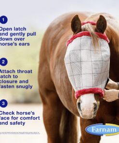 SuperMask II Fly Mask Without Ears for Average Size Horses, Full Face Coverage and Eye Protection from Insect Pests, Structured Classic Styling Mesh with Plush Trim, Horse Size 15 91PdgFT7ToL