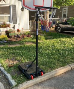 Best Choice Products Kids Height-Adjustable Basketball Hoop, Portable Backboard System w/ 2 Wheels, Fillable Base, Weather-Resistant, Nylon Net, Adjusts from 70.5in to 82.3in - White 34 91PfuyL0zbL