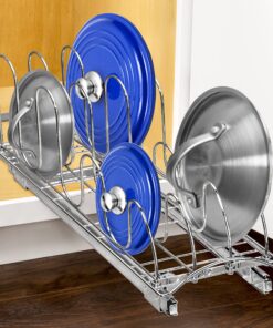 Alternative view of LYNK PROFESSIONAL® Slide Out Baking Pan and Pot Lid Organizer for Cabinet - Lifetime Limited Warranty - Pull Out Lid and baking sheet Organizer shelf for Cabinet - 7.25 in. wide x 21 in. deep – Chrome Lid Tray Organizers