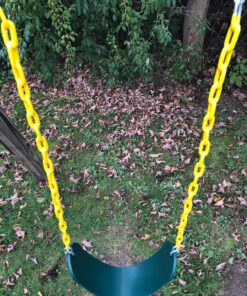 Squirrel Products 2 Pack Heavy Duty Strap Swing Seat - Swing Set Strap Swing Seat Replacement with Plastic Coated Chain for Easy Install - Green Green, 2 Pack Heavy Duty 32 91PmvZVSlkL