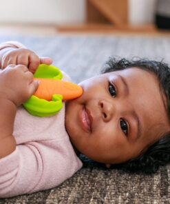 Infantino Lil' Nibbles Textured Silicone Baby Teether - Sensory Exploration and Teething Relief with Easy to Hold Handles, Orange Carrot, 0+ Months 21 91PpWpO IsL