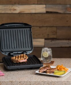 George Foreman 4-Serving Removable Plate Electric Grill and Panini Press, George Tough Non-Stick Coating, Drip Tray Catches Grease, Black 28 91PrlNnqLiL