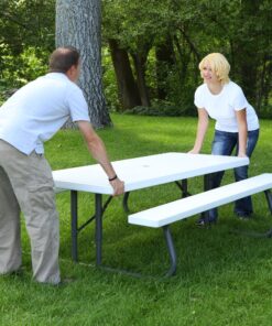 Lifetime 80215 Folding Picnic Table, 6 Feet, White Granite 15 91PxT3QHrpL
