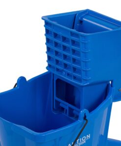 Carlisle FoodService Products Mop Bucket with Side-Press Wringer for Floor Cleaning, Restaurants, Offices, And Janitorial Use, Polyproylene, 26 Quarts, Blue 21 91Q0J2EM6ML