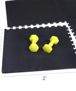 BalanceFrom Puzzle Exercise Mat with EVA Foam Interlocking Tiles for MMA, Exercise, Gymnastics and Home Gym Protective Flooring, Multiple Sizes Black 1/2" Thick, 24 Square Feet 30 91Q0XKWCGcL