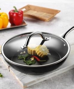 cooper pan Diamond-Infused Nonstick Induction Cookware Set, Scratch-Resistant Pots and Pans Set with Glass Lids, Dishwasher Safe Oven Safe 10-Piece, Black 16 91QDiM9oW4L