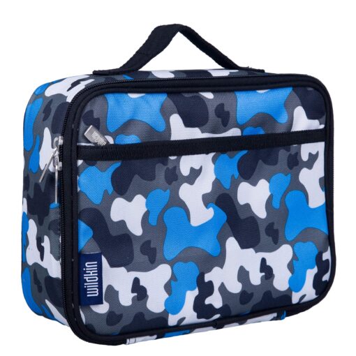 Wildkin Kids Insulated Lunch Box Bag for Boys & Girls, Reusable Kids Lunch Box is Perfect for Early Elementary Daycare School Travel, Ideal for Hot or Cold Snacks & Bento Boxes (Blue Camo) Blue Camo