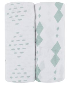 Fitted Crib Sheets - Flexible 100% Jersey Knit Cotton Toddler Mattress Cover for Girls & Boys - Grey Sage Diamond - 2 Pack Set 11 91QF77K7zxL