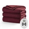 Sunbeam Royal Ultra Fleece Heated Electric Blanket Full Size, 84" x 72", 12 Heat Settings, 12-Hour Selectable Auto Shut-Off, Fast Heating, Machine Washable, Warm and Cozy, Cabernet 28 91QQbKx3XEL