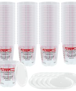 (Full Case of 100 Each - Pint (16oz) Paint Mixing Cups) by Custom Shop - Cups Have calibrated Mixing ratios on Side of Cup Box of 100 Cups Cups - Box of 100 + 12 Lids 9 91QWIF5MRDL