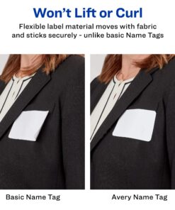 Avery Flexible Name Tag Stickers, White Rectangle Labels, 160 Removable Name Badges, 2-1/3" x 3-3/8" (8395) 160 name tags 15 91QXwxGkdyL