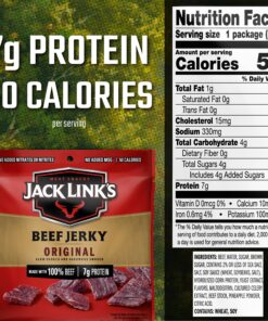 Jack Link's Beef Jerky, Original - Flavorful Meat Snack for Lunches, Ready to Eat - 7g of Protein, Made with Premium Beef - 0.625 Oz Bags (Pack of 5) 0.625 Ounce (Pack of 5) 24 91Qczz4MTZS