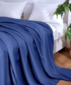 DANGTOP Cooling Blankets, Bamboo Blanket for All-Season, Cooling Blankets Absorbs Body Heat to Keep Cool on Warm Night, Ultra-Cool Lightweight Blanket for Bed (Navy Blue, 90x108 inches) Navy Blue 8 91QkGIY4A2L