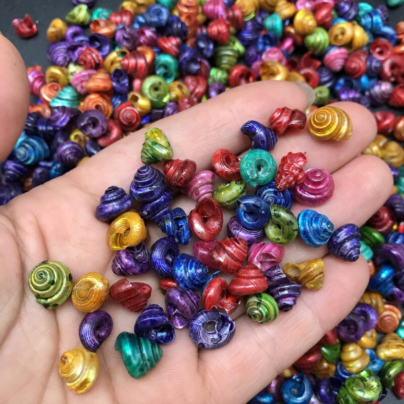 PEPPERLONELY Dyed Assorted Colors Sea Shells, 5 OZ, Size 1/4 Inch 1#. Mixed Tun Shells 1/4"