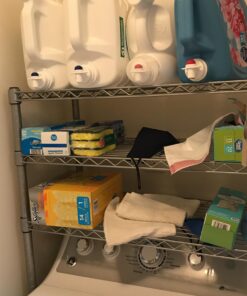 Seville Classics 5-Tier Steel Wire Shelving with Wheels, 30" W x 14" D, Chrome 5-Tier, 30" W x 14" D Silver 46 91QktSPBS0L