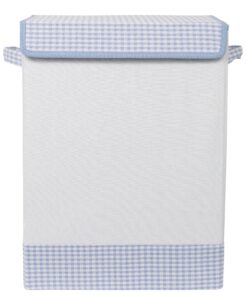BirdRock Home Baby Clothes Hamper with Lid - Folding Cloth Hamper with Handles - Dirty Clothes Sorter Bin - Easy Storage - Collapsible - Blue and White Blue & White 15 91QnJqezBkL
