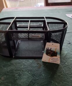 Rolodex 1746466 Mesh Pencil Cup Organizer Four Compartments Steel 9 1/3 x 4 1/2 x 4 Black 35 91Qra7CewfL