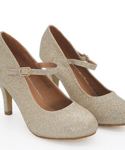 Bella Marie Helena Vintage Retro Mary Jane Round Toe Mid Heels Dress Work Pump 5.5 Champagne 8 91QtoHsEvL