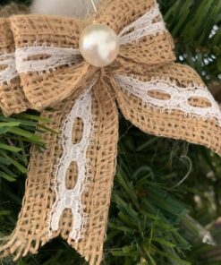 LEOBRO 24PCS Burlap Flowers, 8 Styles Natural Handmade Rustic Rose Flower Bowknot with Faux Pearls for DIY Craft Bouquets Home Wedding Christmas Party Decoration 30 91Qw5D1QuWL