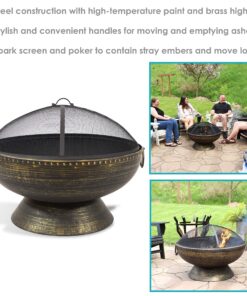 Sunnydaze 30-Inch Fire Pit Bowl with Spark Screen, Fireplace Poker, and Metal Grate - Black High-Temperature Paint Finish 23 91QyHSrQ15L