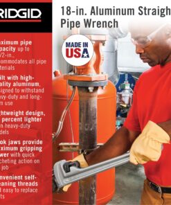 RIDGID 31100 Model 818 Aluminum Straight Pipe Wrench, 18-inch Plumbing Wrench One Size 15 91R hRFejQL