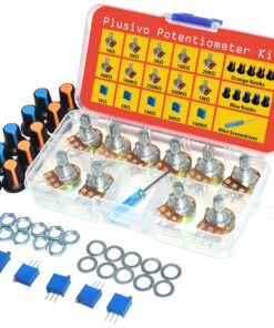 Potentiometer Kit 46 pcs B1K–B1M Ohm Linear Rotary Taper Potentiometer with WH148 Knobs, Multi-Turn Trimmer 3296 (1K-100K), Mini Screwdriver, Washers and Nuts, Potentiometer Kit from Plusivo 14 91R13FWrLL