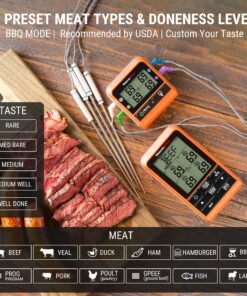 ThermoPro TP829 Wireless LCD Meat Thermometer for Grilling and Smoking, 1000FT Grill Thermometer for Outside Grill with 4 Meat Probes, BBQ Thermometer for Smoker Oven Cooking Beef Turkey Four Probes 30 91R1Ow7ejAL