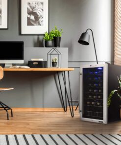 NewAir Compressor Wine Cooler Refrigerator in Stainless Steel | 27 Bottle Capacity | Freestanding or Built-In | UV Protected Glass Door with Lock and Handle AWC-270E 18 91R8Uy zU3L 1