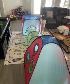 Kiddey Tunnel and Ball Pit Play Tent | 3pc Pop Up Toddler Gym Tunnels with Tents for Kids, Toddlers, Infants Boys & Girls | Indoor & Outdoor Gift Game | Baby Crawling Pits for Playground 3 Pc. Play Tent 34 91R9ADVt0BL