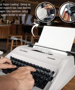 Nadex Pioneer Manual Typewriter,Durable Travel Case Included, Ivory 16 91RBouB7QmL