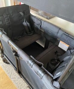 WONDERFOLD W4 Original Quad Stroller Wagon Featuring 4 High Face-to-Face Seats with 5-Point Harnesses, Easy Access Front Zipper Door, and Removable UV-Protection Canopy, Black W4_Original 51 91RF3t4DvL