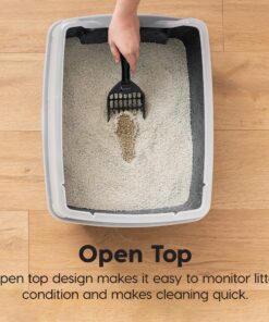 Alternative view of IRIS USA Open-Top Cat Litter Box with Shield and Scoop, Dark Gray Open Top - Dark Gray