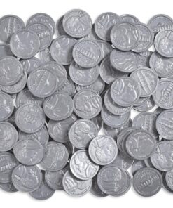 LEARNING ADVANTAGE-7522 Play Nickels - Set of 100 Plastic Coins - Designed and Sized Like Real US Currency - Teach Money Math With This Pretend Play Resource 13 91RR2vB99BL